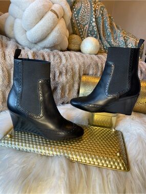 Balenciaga Brogues in Black Leather with Elastic Wedge Boot